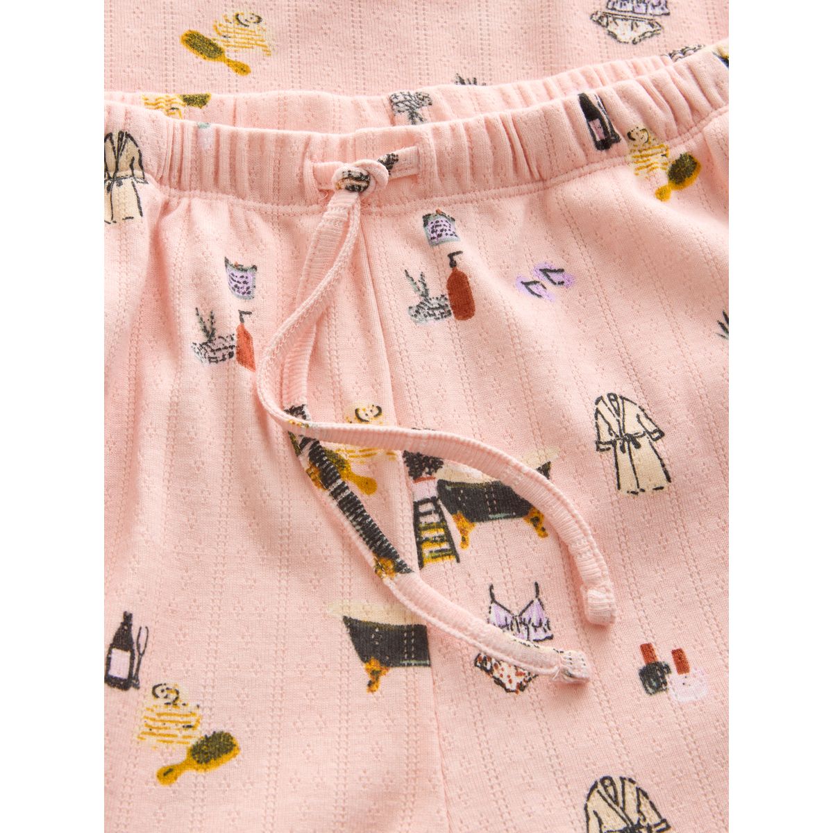 Pyjama en pointelle à manches longues imprimé rose, NEXT