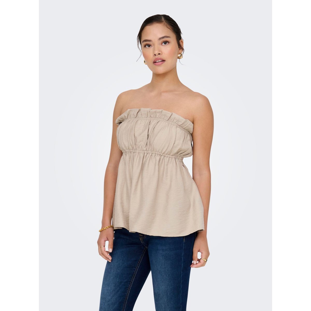 Top Bandeau oxford tan, ONLY