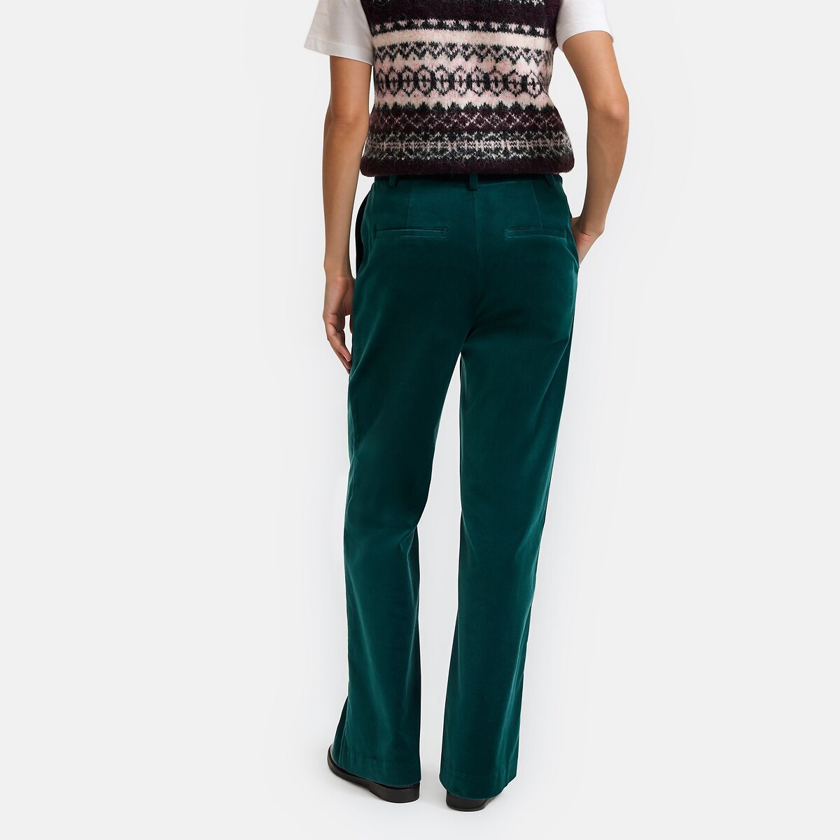 Pantalon flare en velours lisse, Signature, DONATIEN vert foncé, LA REDOUTE COLLECTIONS