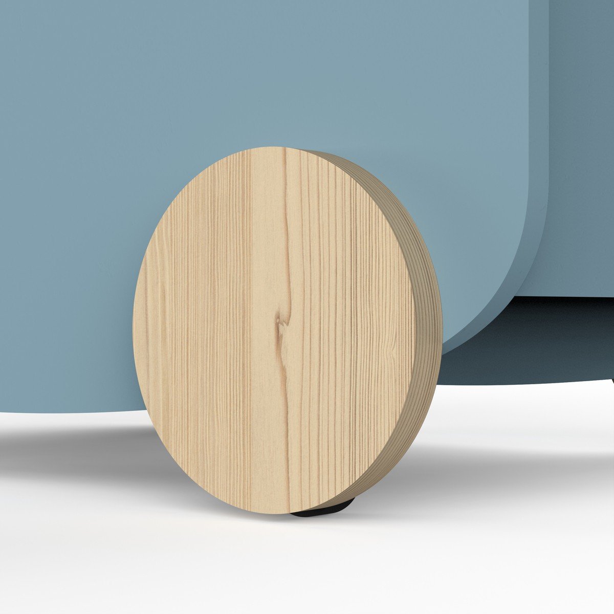 Chariot de rangement à roulettes L49,8 cm - FIRMIANA bleu orage / bois, CALICOSY