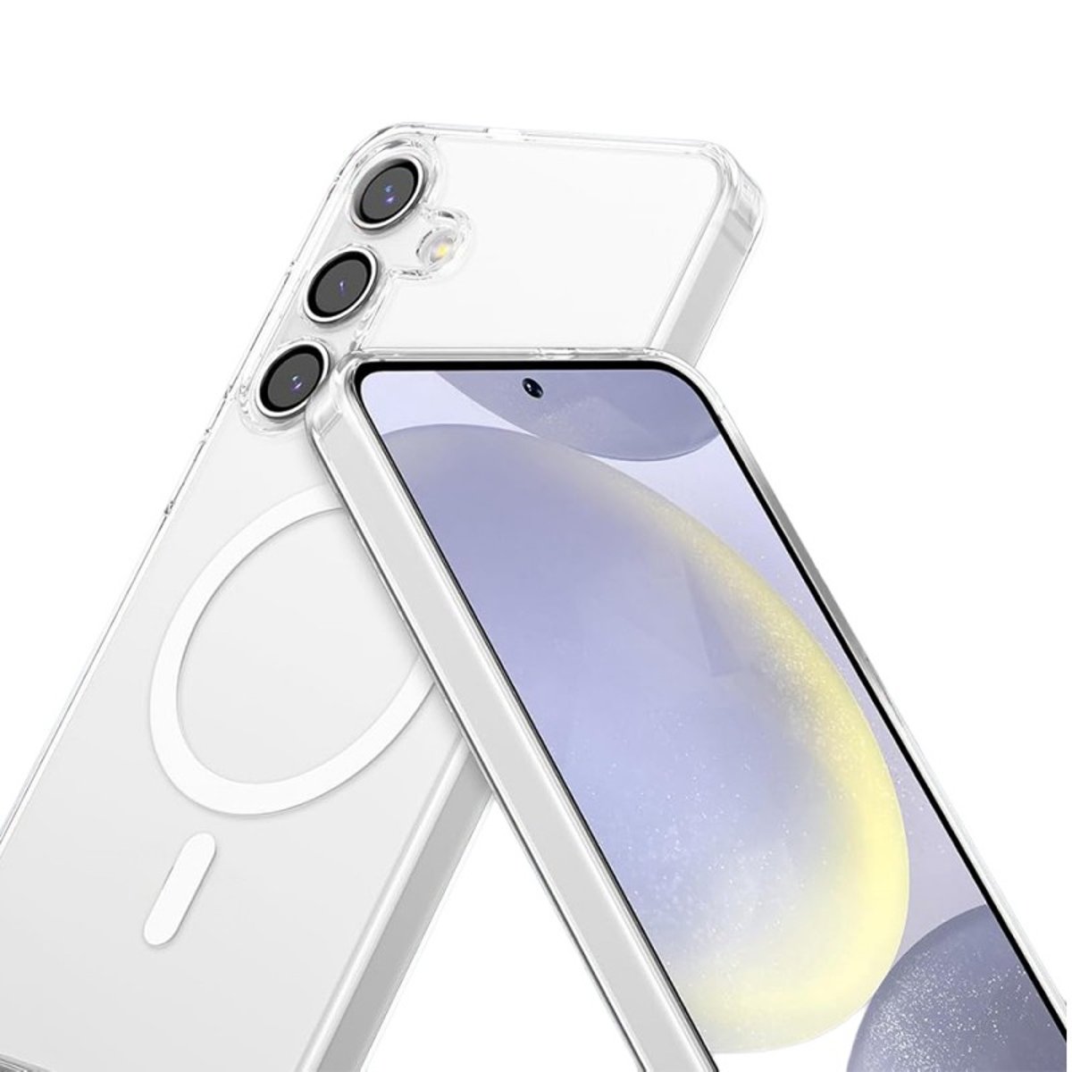 Coque Anti-choc Magnétique compatible Magsafe pour Galaxy S24 Plus Transparente + 2 vitres transparent, EVETANE