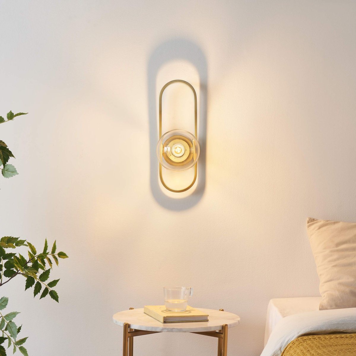 Applique dorée avec globe transparent - BELISTO transparent et doré, KOSILUM