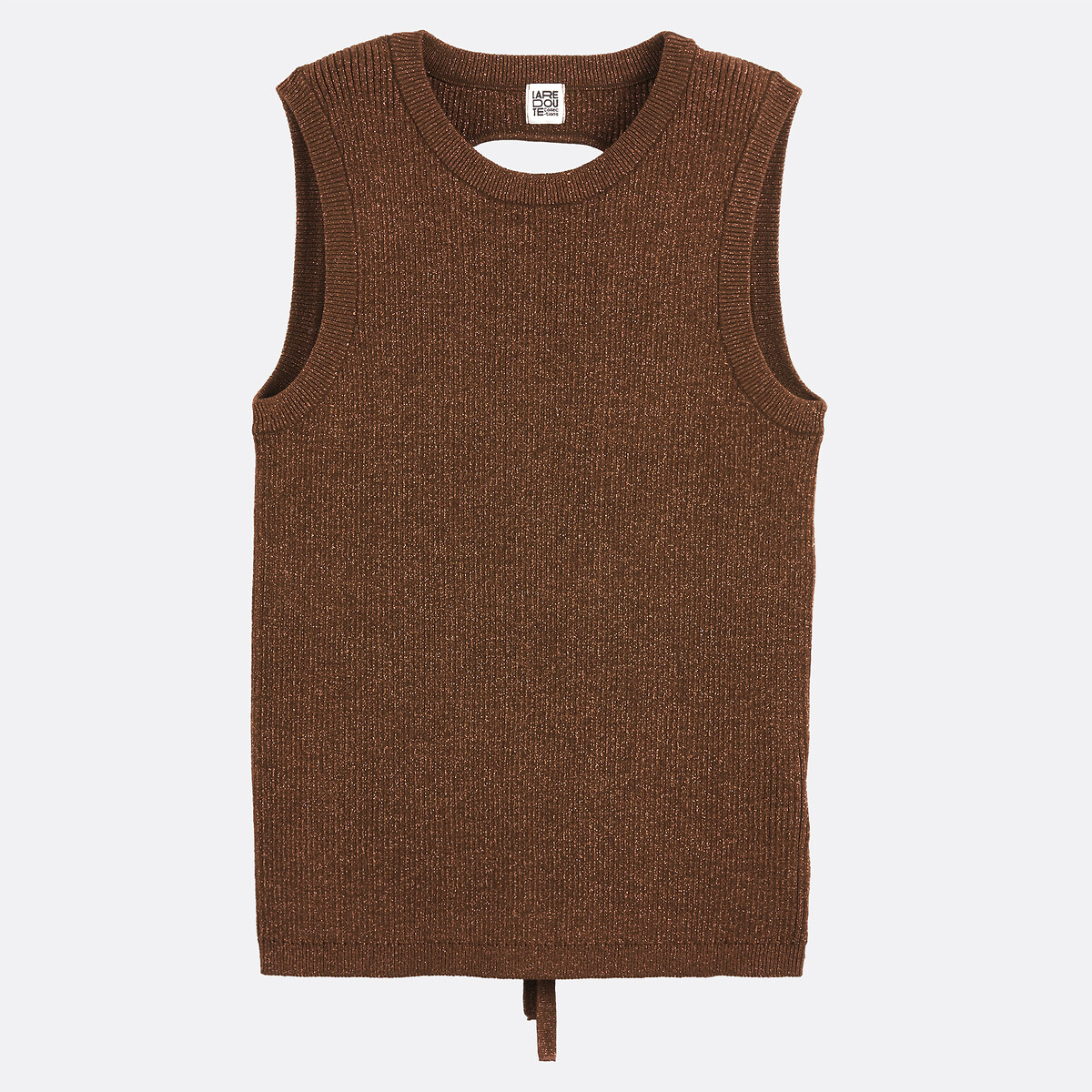 Chaleco de punto brillante con espalda abierta marrón irisado, LA REDOUTE COLLECTIONS