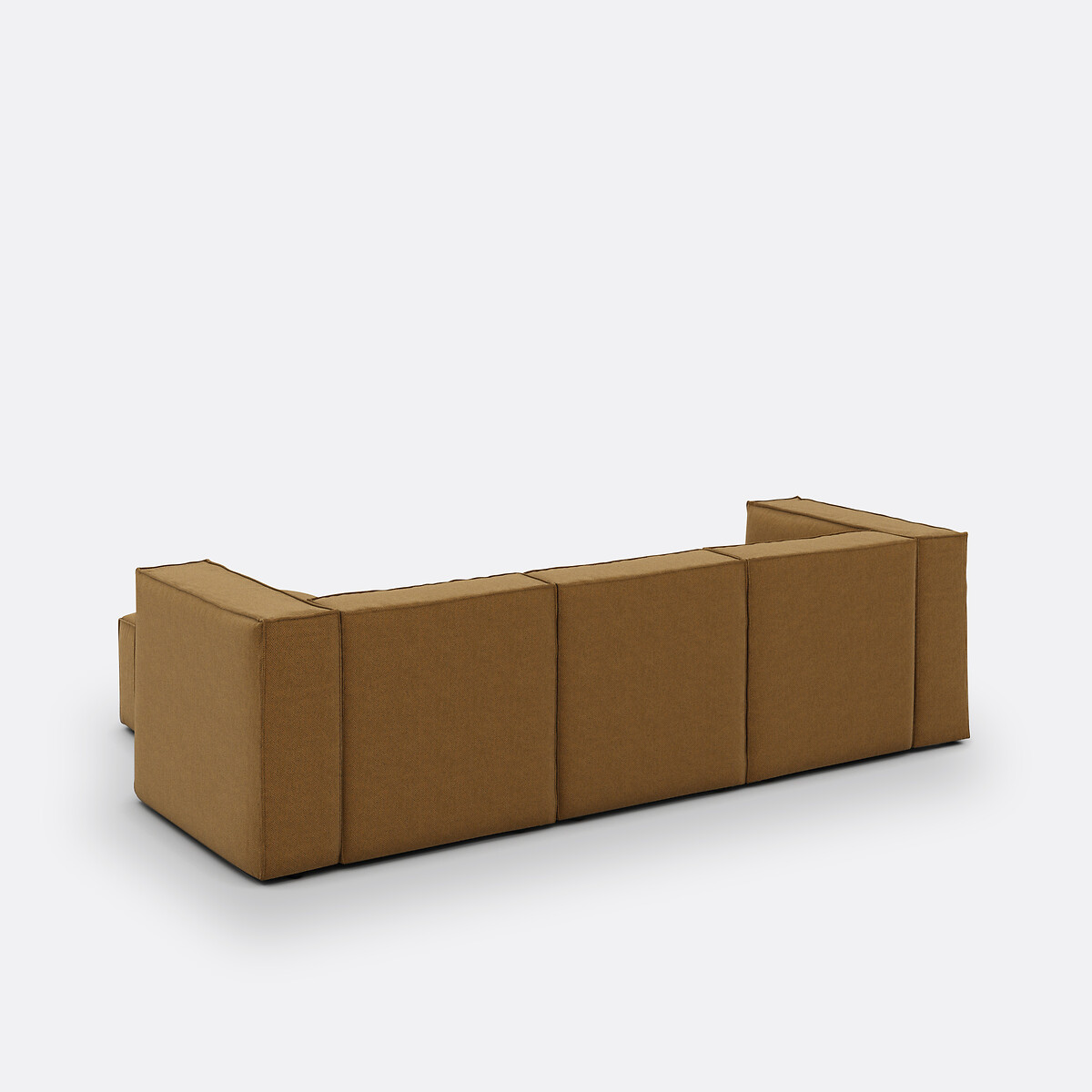 Modulares Sofa SEVEN, 3-Sitzer und Hocker, aus Strukturgewebe karamell, LA REDOUTE INTERIEURS