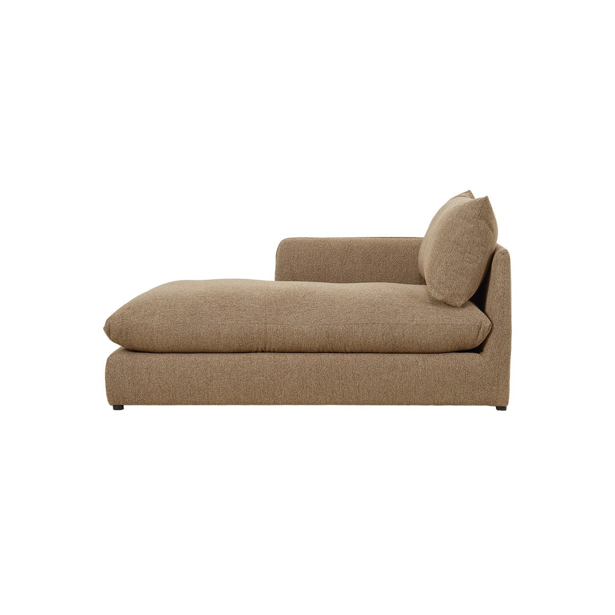 Méridienne droite modulable en tissu texturé LEOPOLD marron clair chiné, BERAH GETAH
