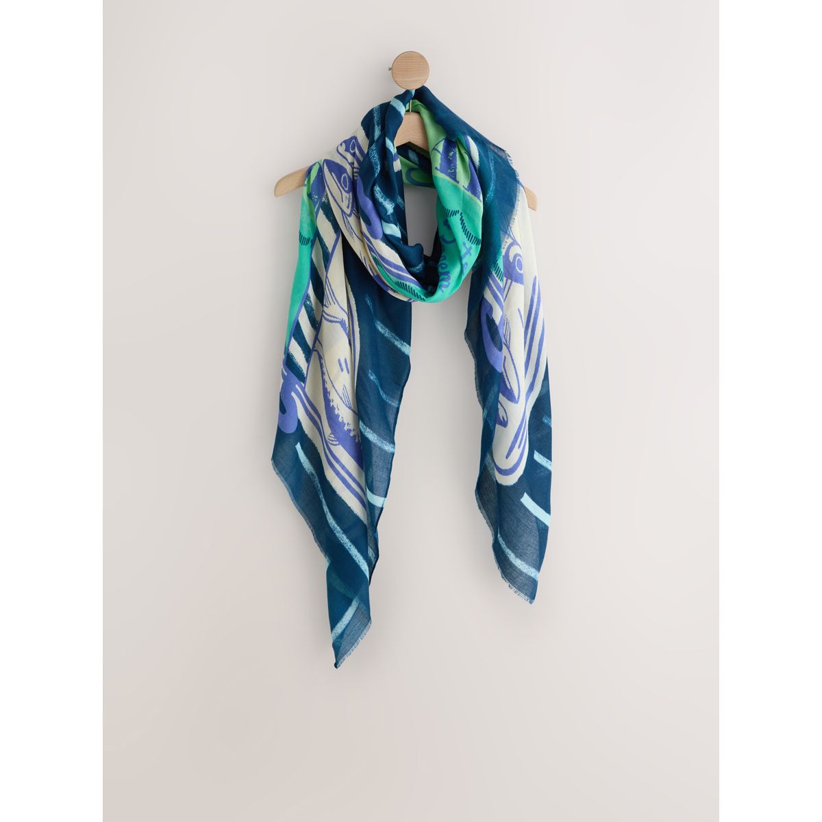 Foulard léger à imprimé sardine bleu marine, NEXT