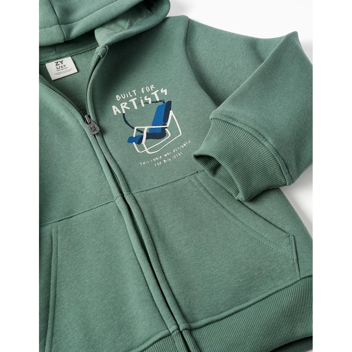 Ensemble de jogging en coton peigné avec imprimé art vert foncé, ZIPPY