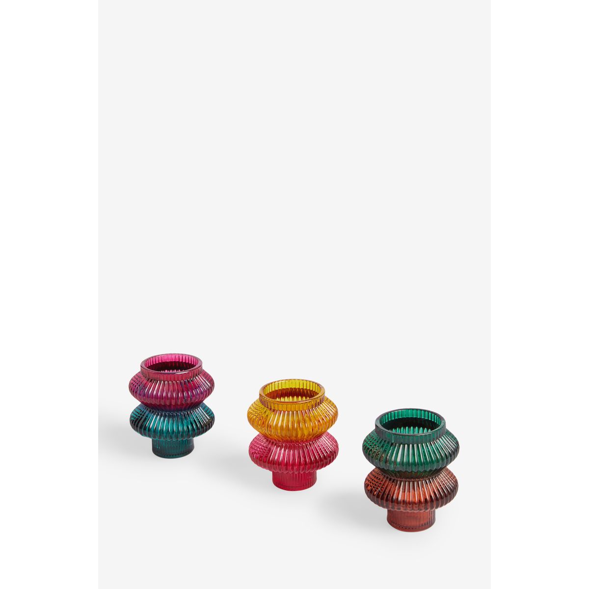 Photophore en verre et bougeoir, lot de 3 multicolore, NEXT