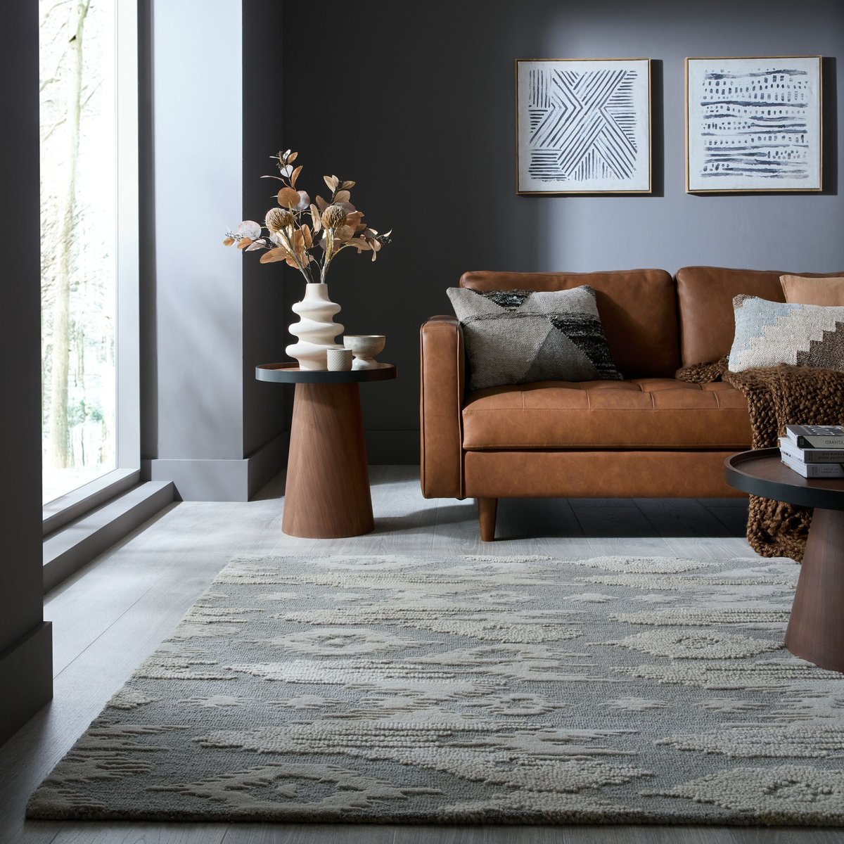 Tapis en laine DION IKAT bleu, FLAIR RUGS