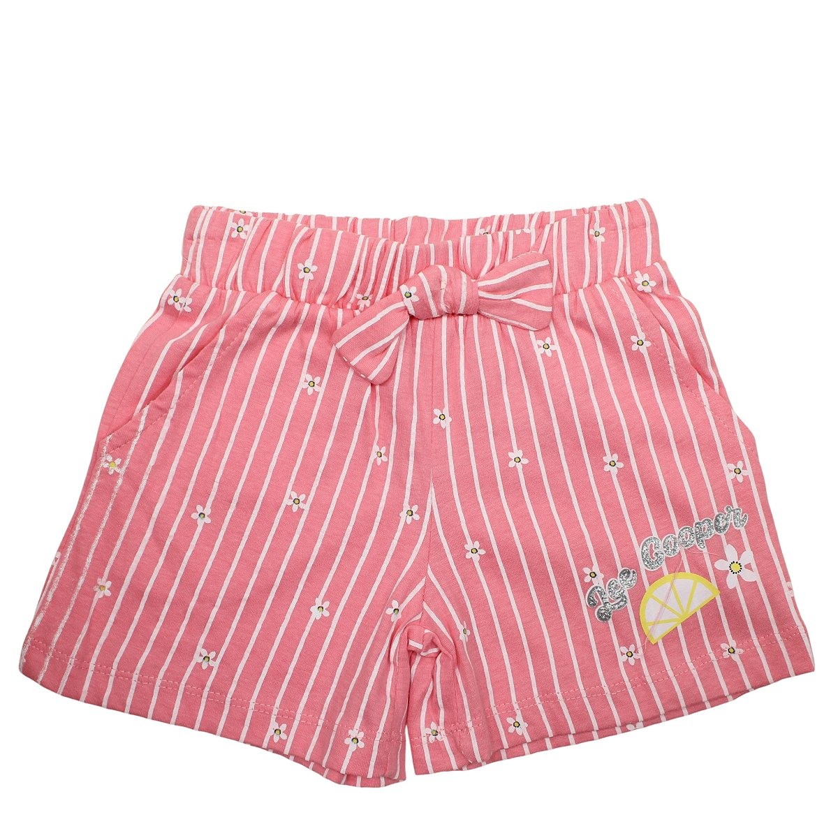 Ensemble t-shirt à volants imprimé et short rayé rose, LEE COOPER