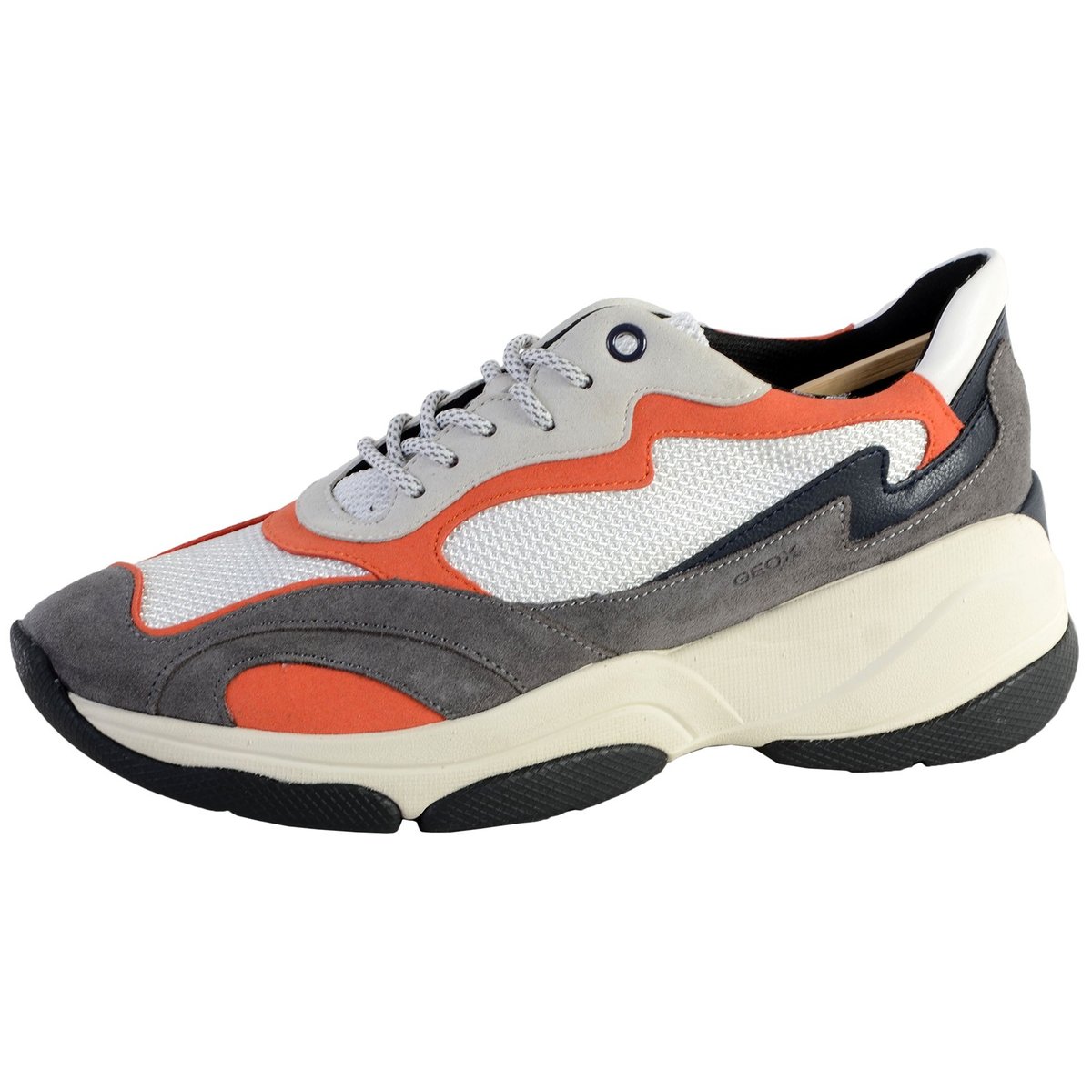 Basket D Kirya B- Suede+mesh dk grey white, GEOX
