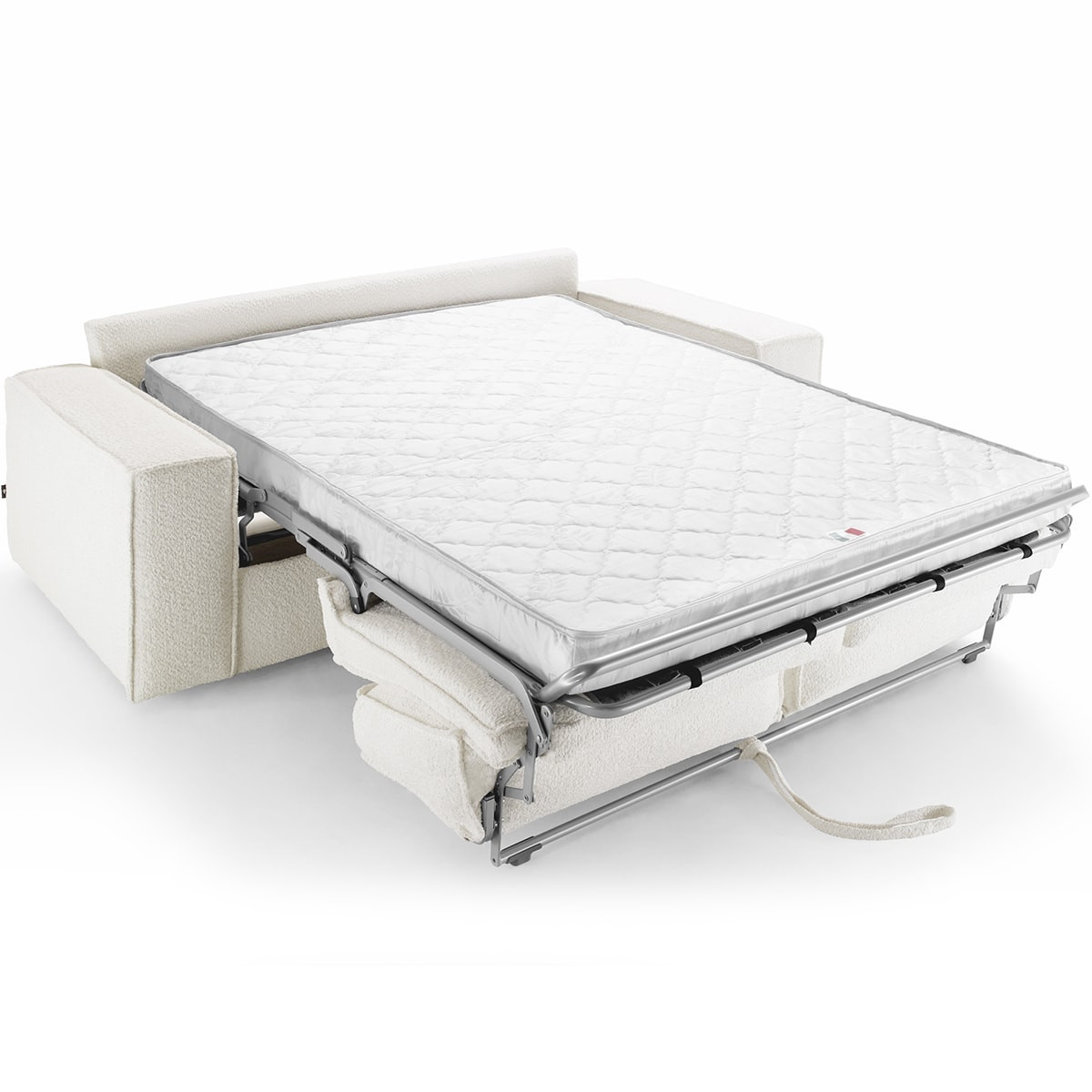 Canapé convertible express 3 places en tissu bouclé - DARIO ecru, HOMIFAB