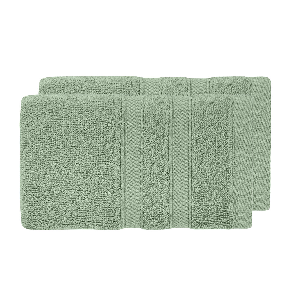 Lot 2 serviettes invité en coton biologique 520 g/m² BIO ORGANIKA sauge, SENSEI MAISON