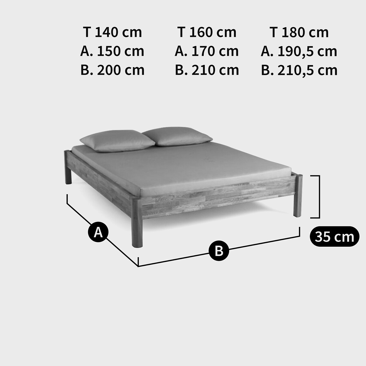 Lit en chêne massif abouté avec sommier, Zulda chêne clair naturel, LA REDOUTE INTERIEURS