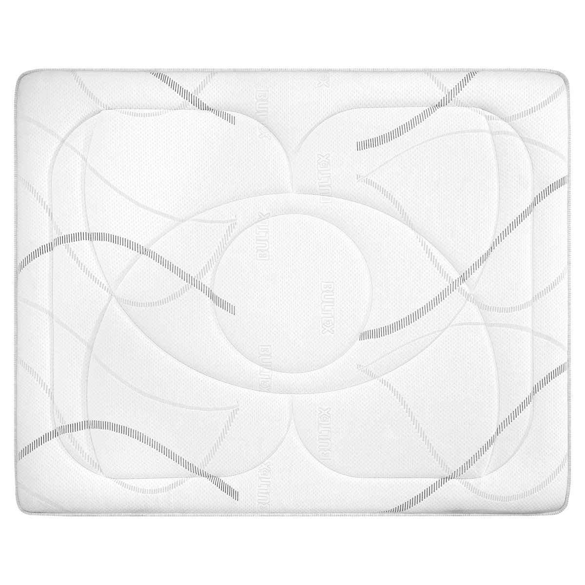 Ensemble matelas nano, mémoire de forme, coton et laine RECOVERY, sommier MEDIANO gris fumé et pieds blanc, BULTEX