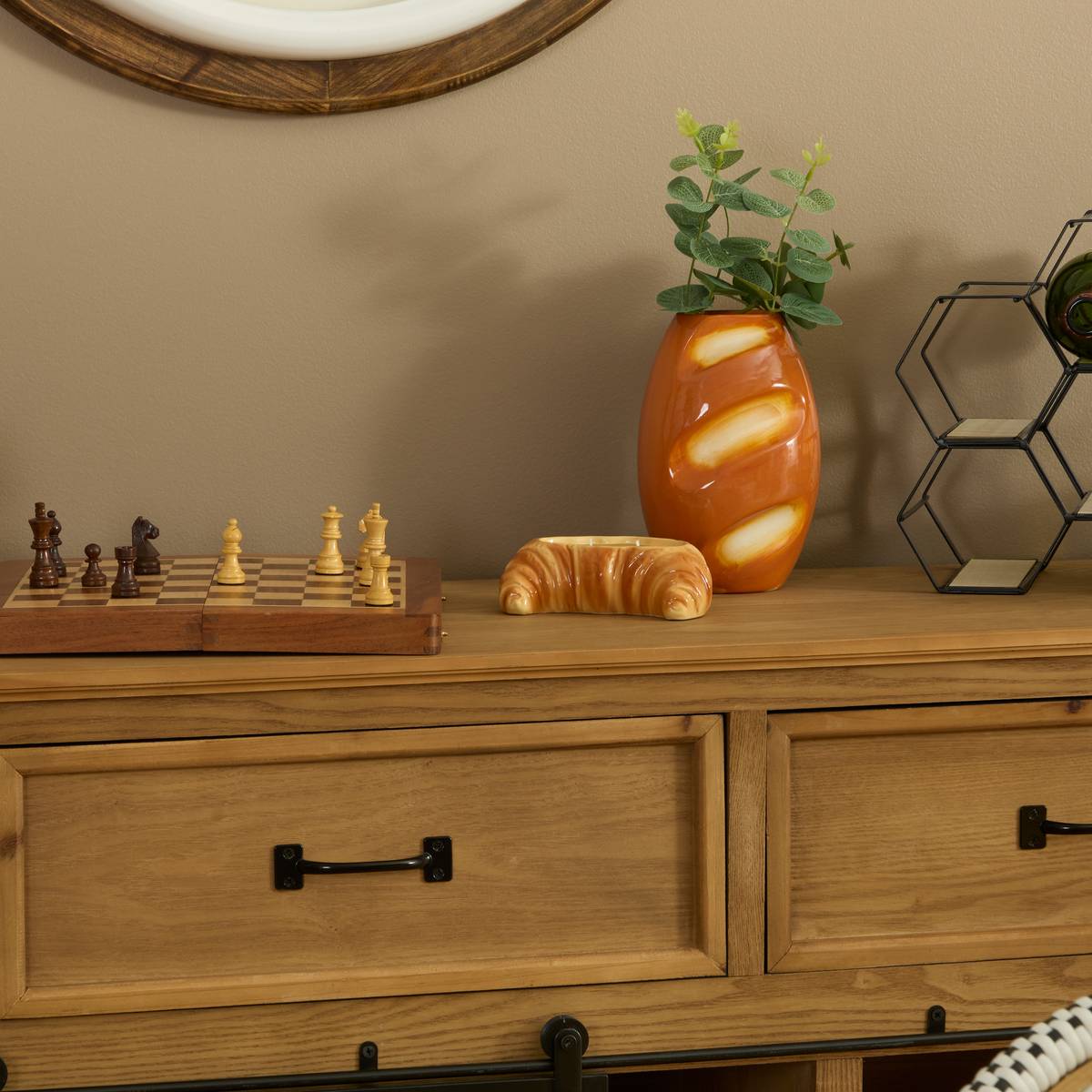 Bougie parfumée oblong en dolomite FRA beige, ATMOSPHERA