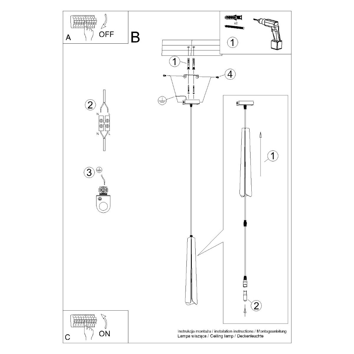 Suspension Acier Blanc G9 1 Prysm blanc, EDEN
