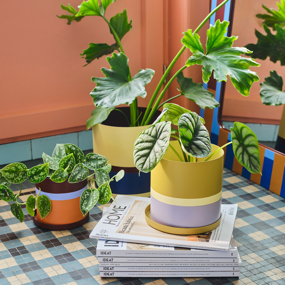 Cache-pot en métal fer peint, diamètre 13,5 cm, PALAVAS multicolore, LA REDOUTE INTERIEURS