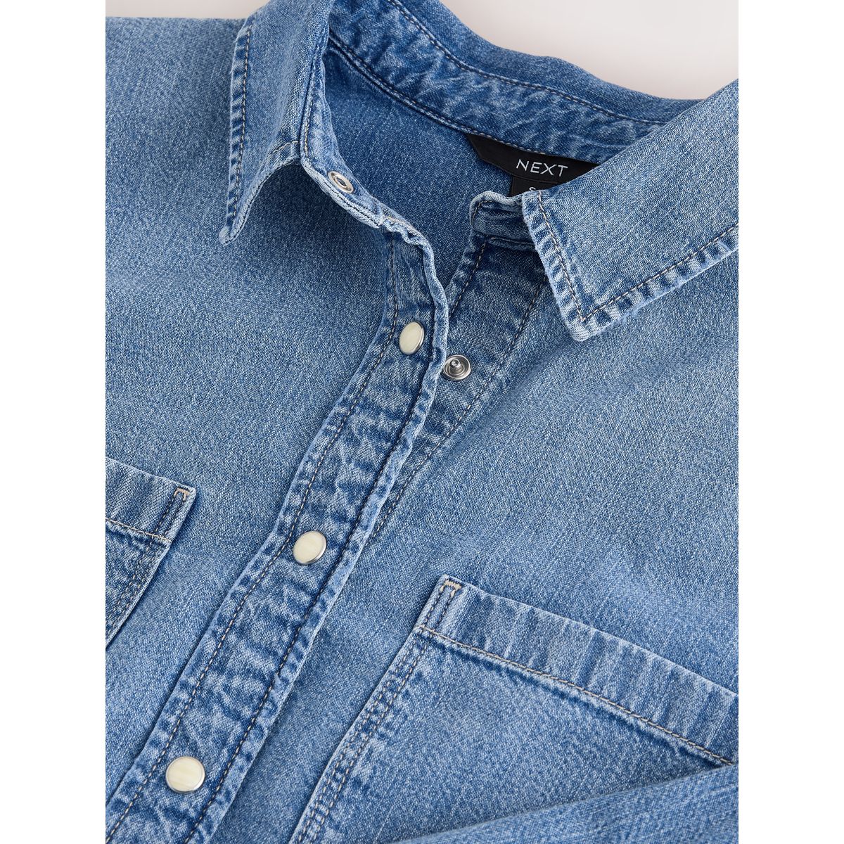 Chemise en jean à manches longues bleu moyen, NEXT