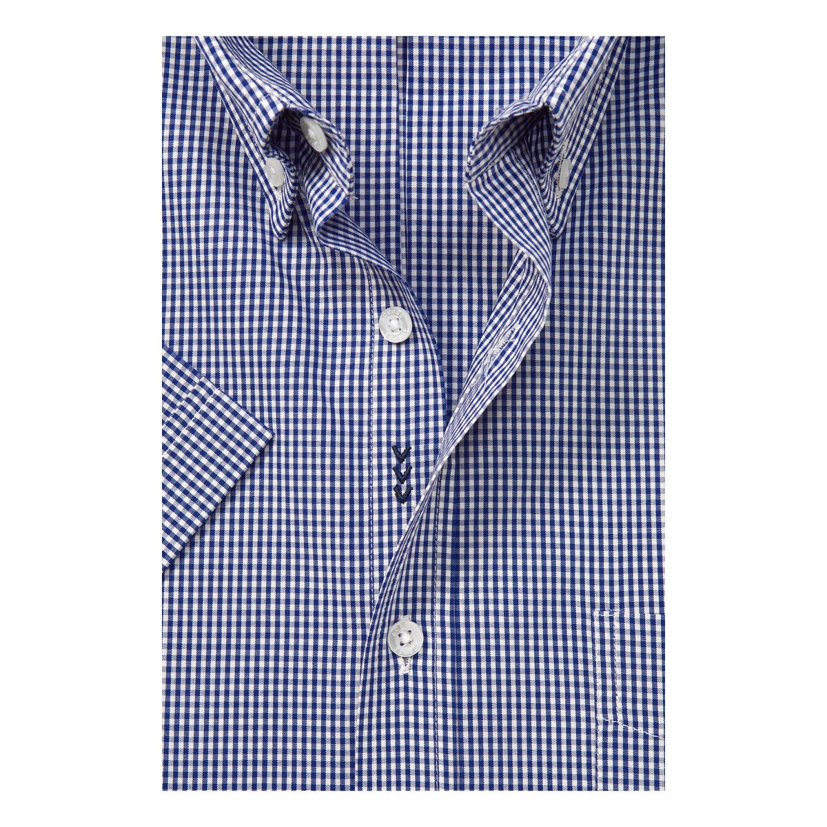 Chemise Confort fit manches courtes easy care à carreaux vichy bleu marine, ACROSS
