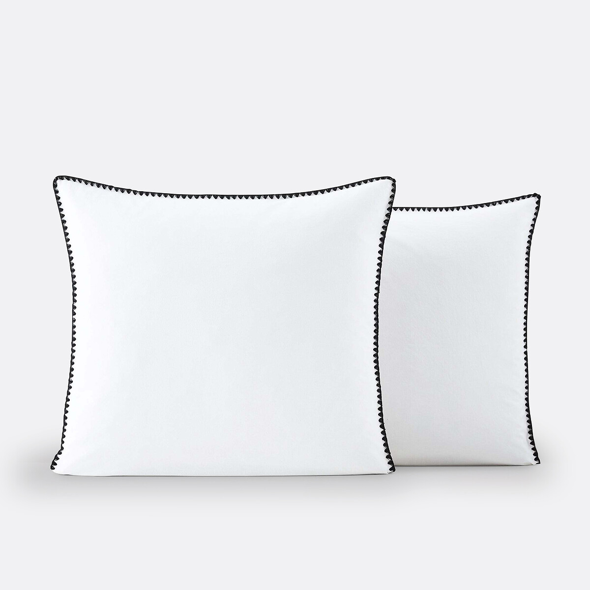 Merida Washed Cotton Pillowcase white/black, LA REDOUTE INTERIEURS