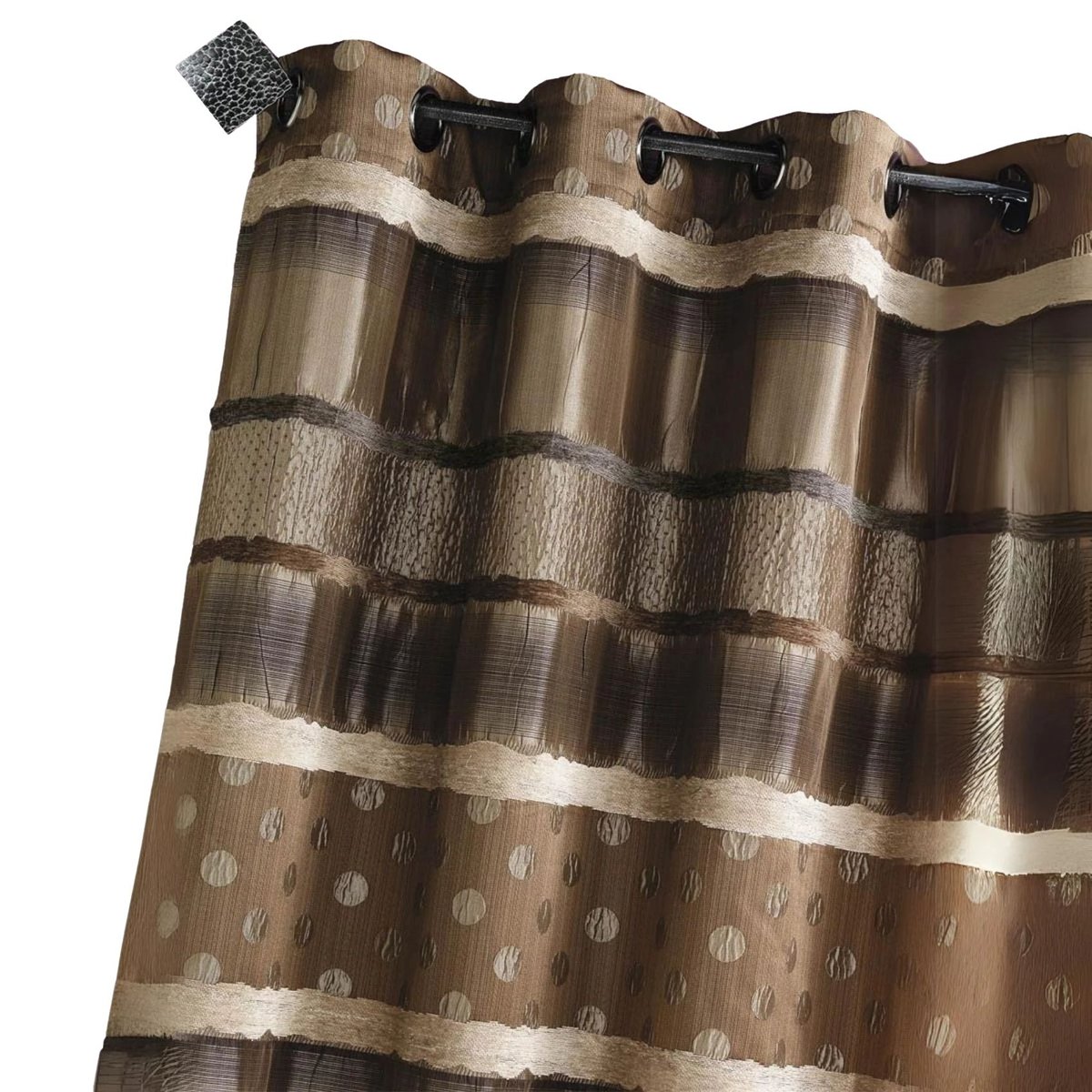Rideau Jacquard Pois et Rayures taupe, HOME MAISON