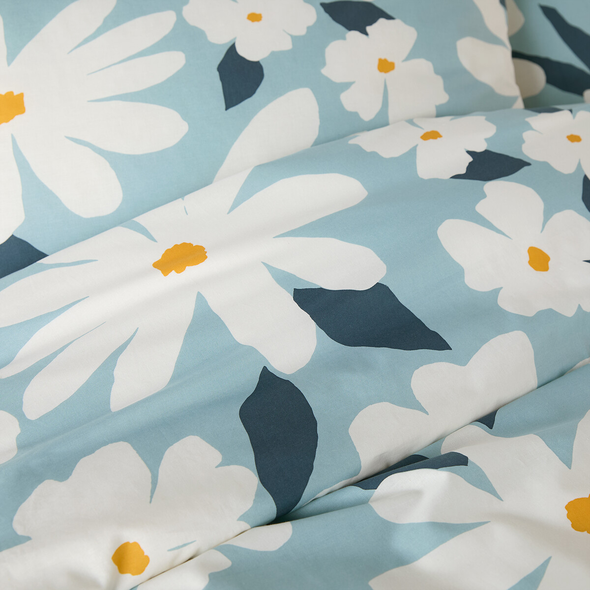 Parure de lit coton, taie rectangulaire, Chandra imprimé fleur, SO'HOME