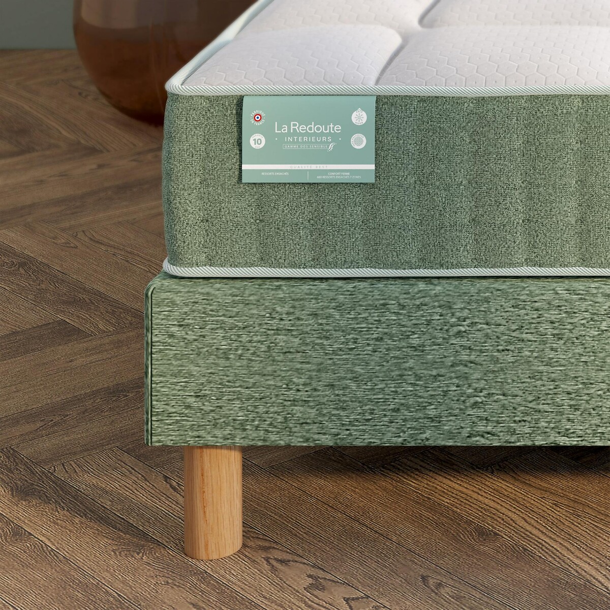 Matelas dos sensible, 672 ressorts, 7 zones, soutien ferme, accueil moelleux blanc/vert, LA REDOUTE INTERIEURS