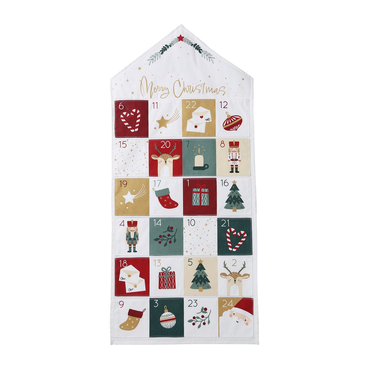 Calendrier de l'Avent Merry Christmas blanc imprimé, VERTBAUDET