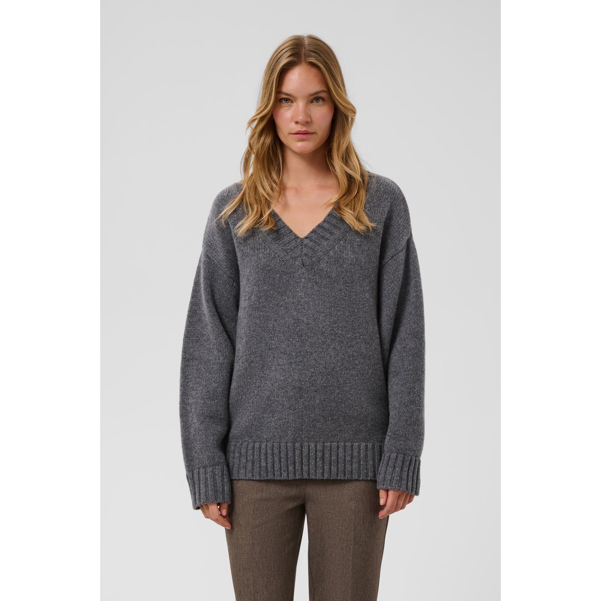 Pullover tricoté gris grey melange, SOAKED IN LUXURY