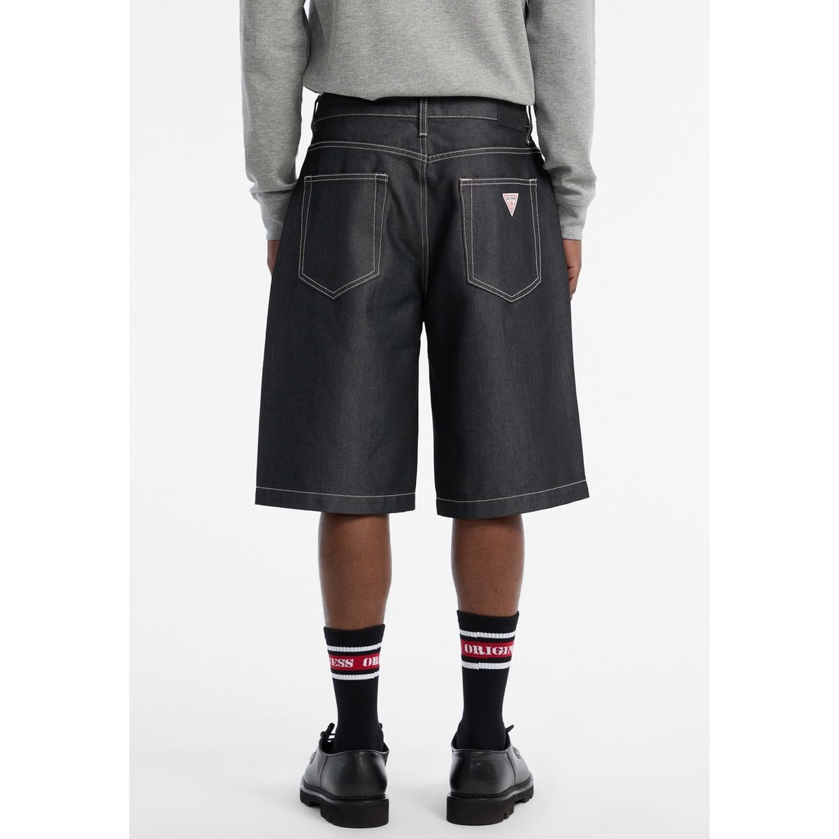 Short En Jean Baggy Métallisé gris, GUESS