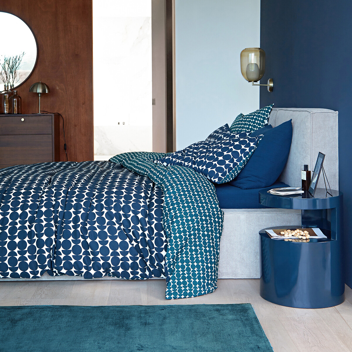 Chevet glossy, forme cylindrique, Newark bleu foncé, LA REDOUTE INTERIEURS