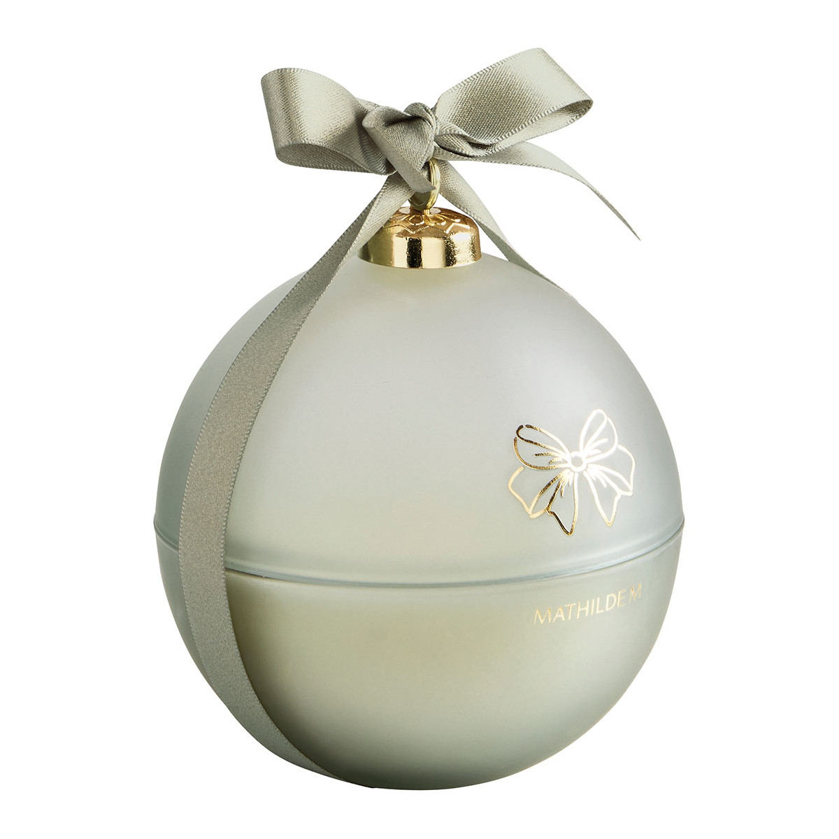 Bougie boule 210 g parfum Sapin Doré RUBANS DE FÊTE vert, MATHILDE M