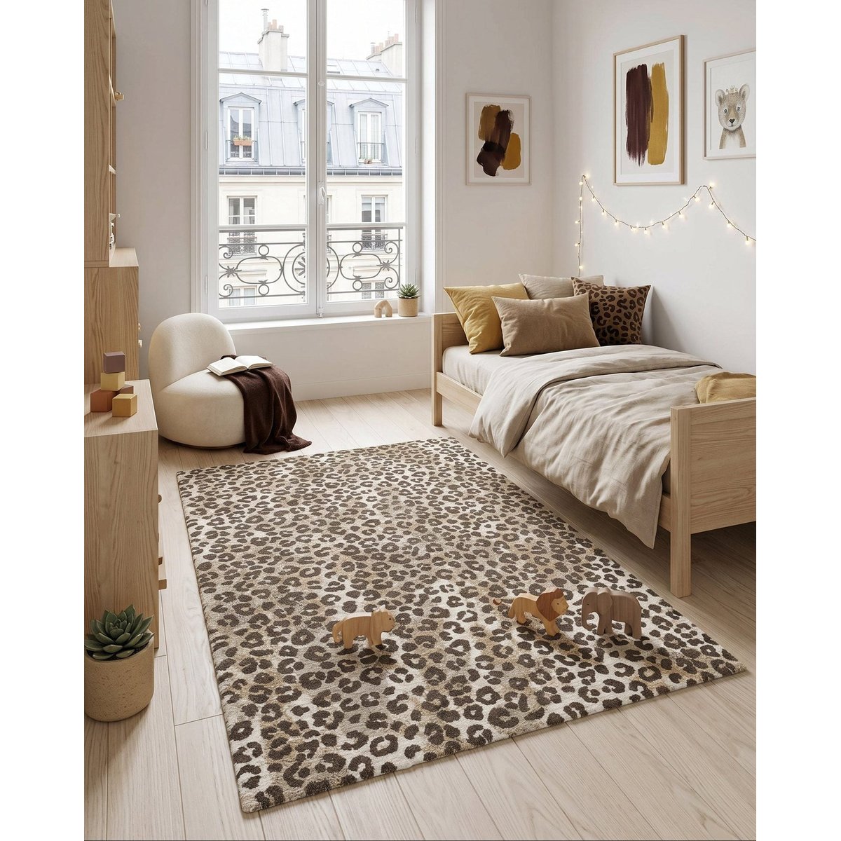 Tapis doux au design léopard KAROO beige sable, AFK LIVING