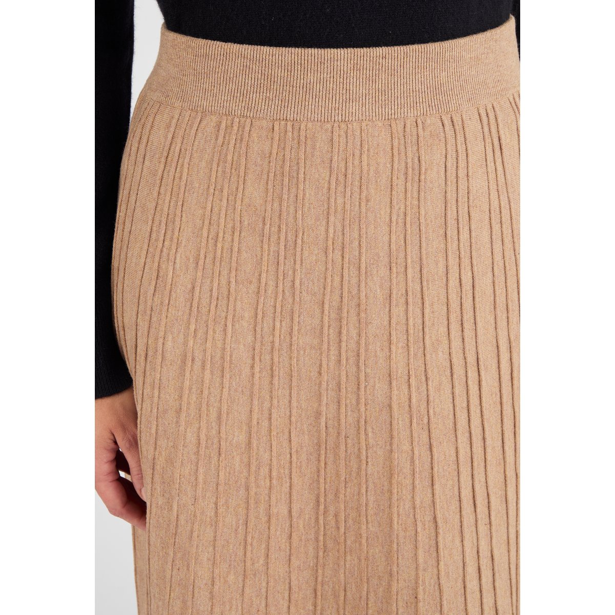 Jupe tricot nervuré Thermolactyl marron chiné, DAMART