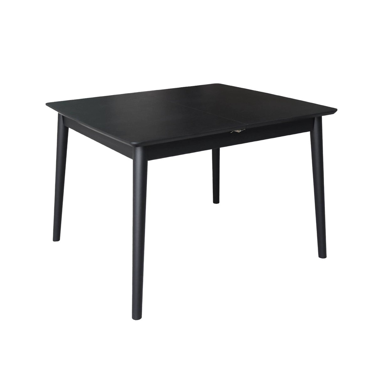 Table à manger rectangulaire extensible bois d'hévéa et placage chêne 4-6 places LINA noir, SWEEEK