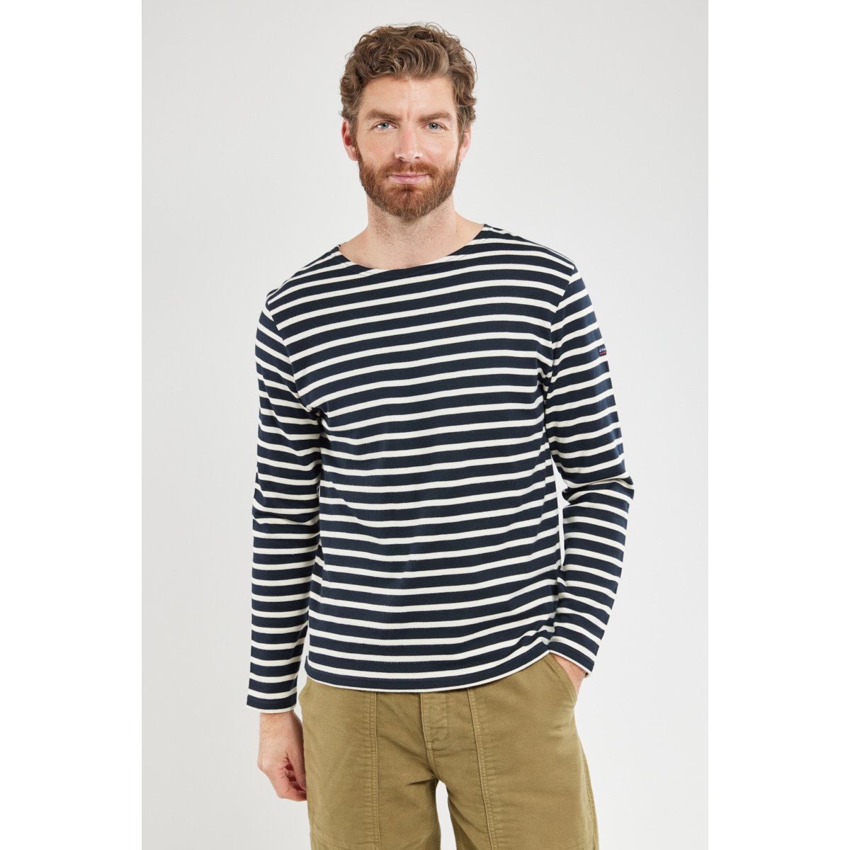 Marinière manches longues en coton rustique rich navy/nature, ARMOR-LUX