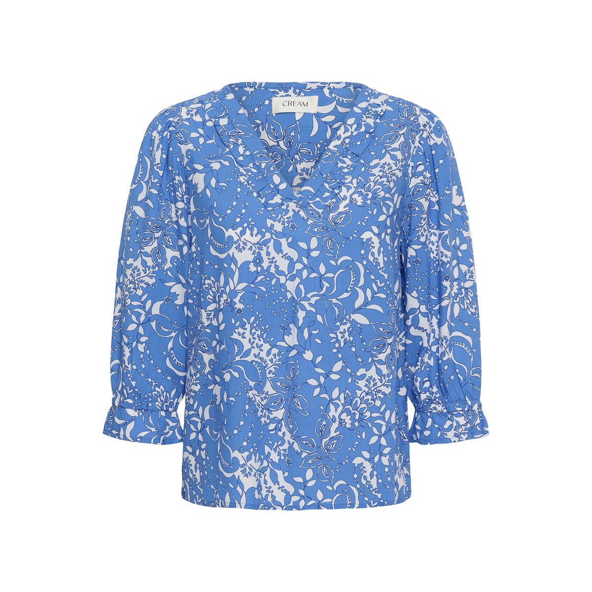 Blouse à manches longues bleu blue toile, CREAM