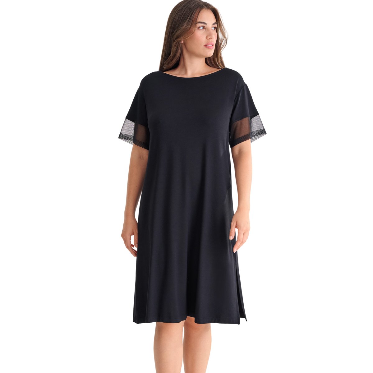 Chemise de nuit manches courtes SIA noir, LISCA