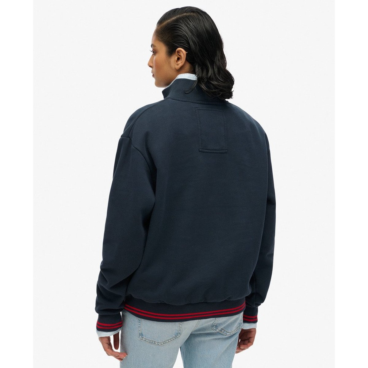 Sweat ample à capuche et col zippé Country Club bleu marine myrtille, SUPERDRY