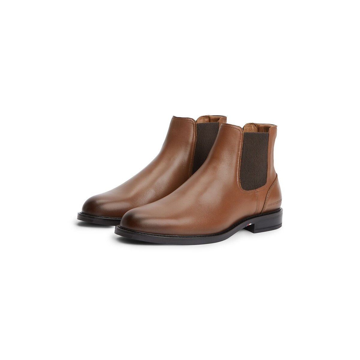 Stivaletti Chelsea in pelle cognac, TOMMY HILFIGER