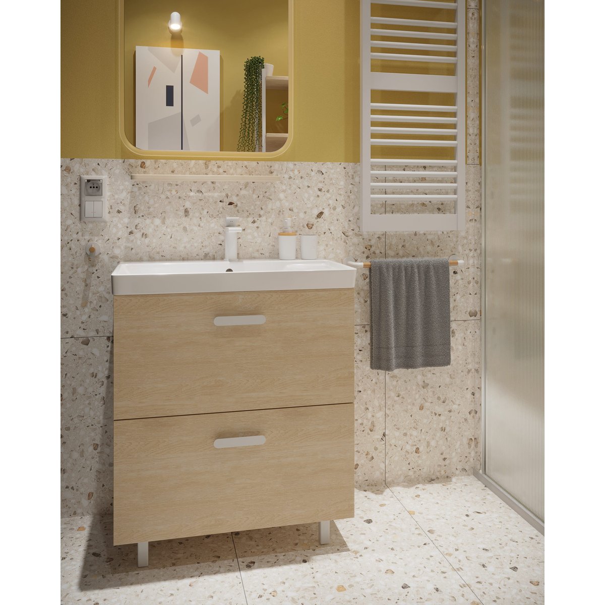 Porte-serviette 1 barre en bois, SCANDI blanc, SENSEA