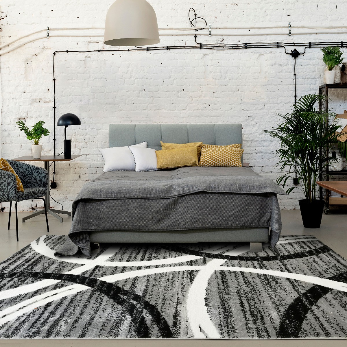 Tapis moderne toucher laineux motifs arc UNDERGOOD ARCHY gris, THE DECO FACTORY