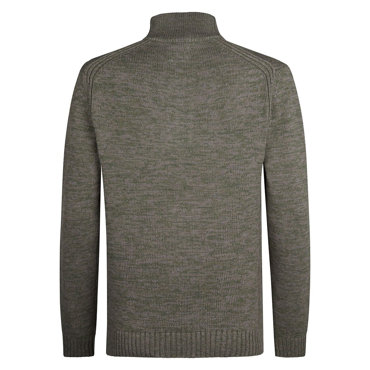 Cotton Mix Buttoned Jumper with High Neck khaki green, PETROL INDUSTRIES