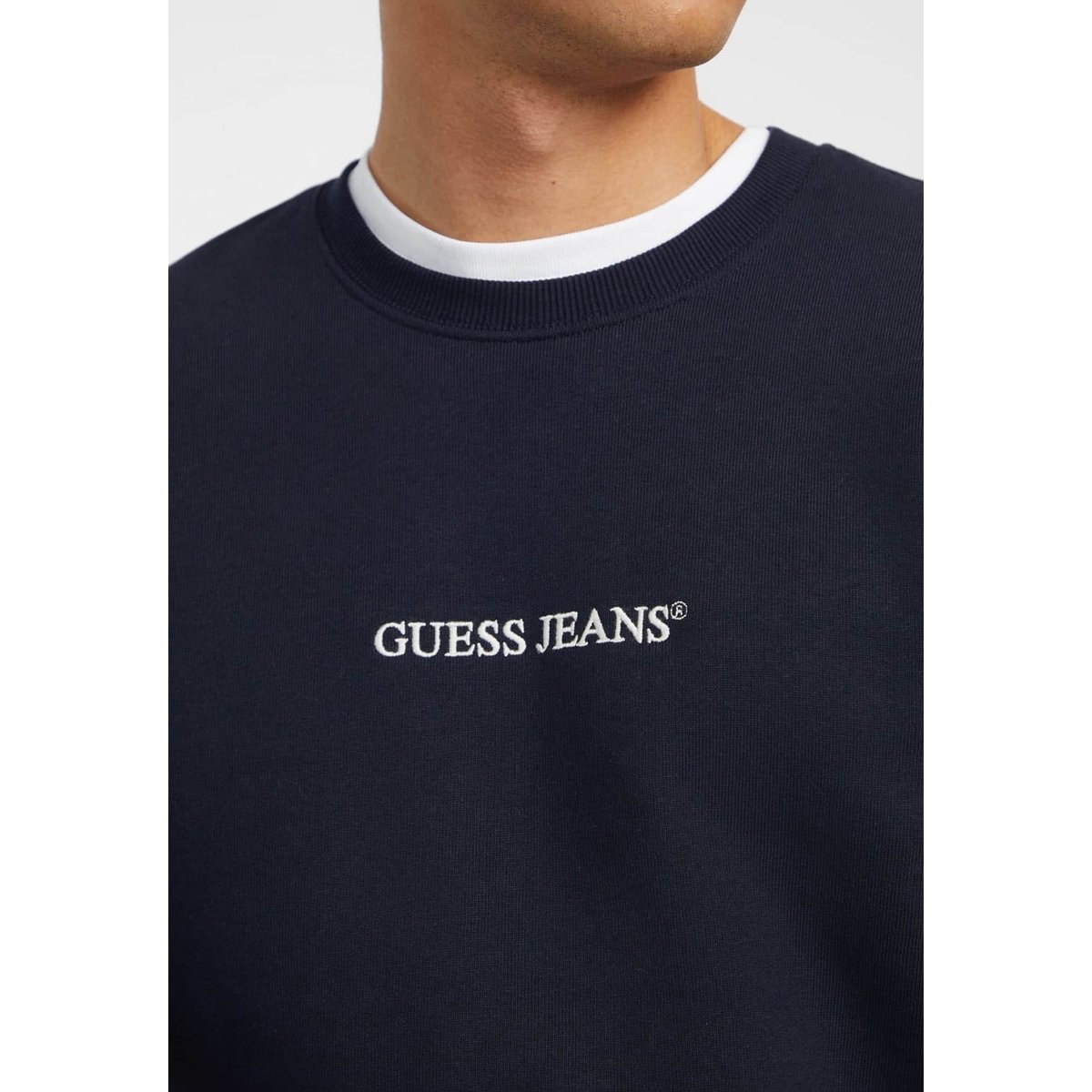 Sweat-Shirt Slim Brodé bleu foncé, GUESS