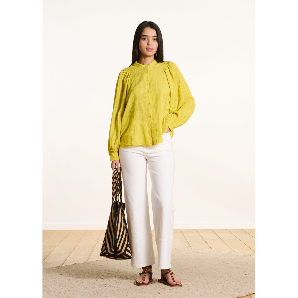 Chemise ample en coton texturé biriba, LA FEE MARABOUTEE