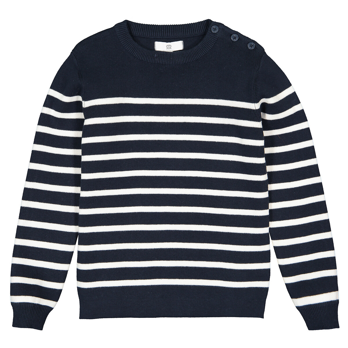 Kids Striped Fine Gauge Knit Jumper navy blue/ecru, LA REDOUTE COLLECTIONS