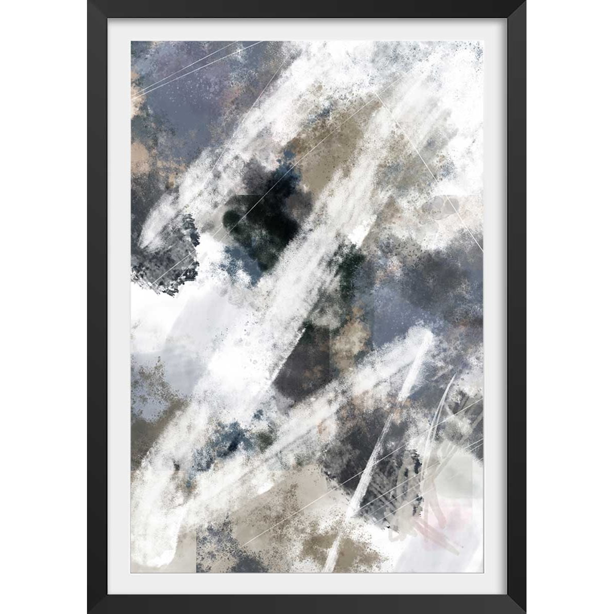 Affiche Facet zag affiche + cadre en bois - noir, HEXOA