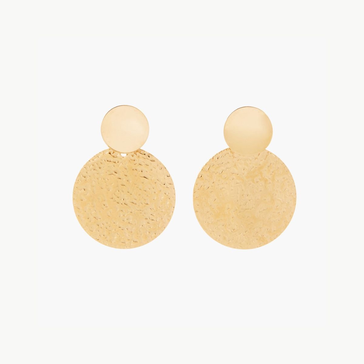 Boucles d'oreilles disque martelé acier inoxydable doré, BALABOOSTE