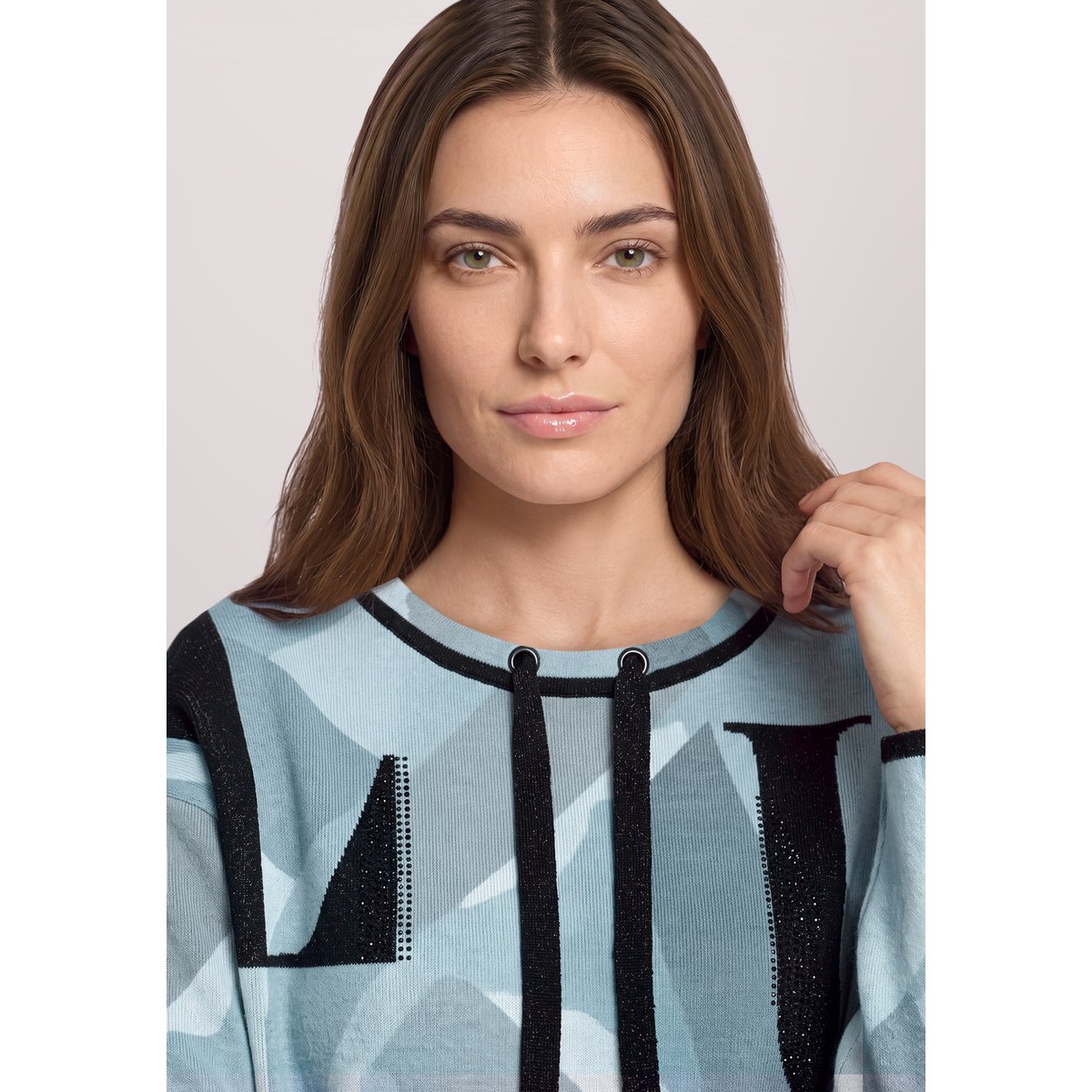 Pull-over en maille à imprimé mint/black, BETTY BARCLAY